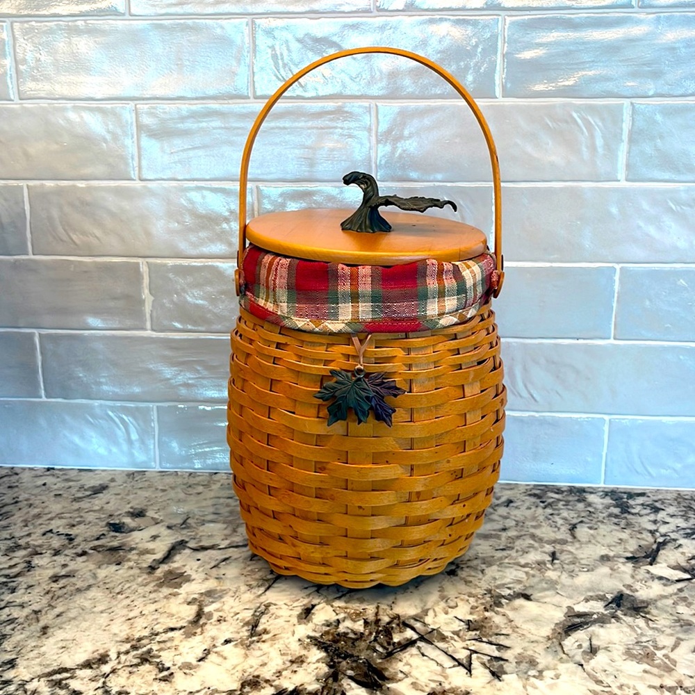 Longaberger October Fields basket with lid and liner.